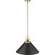 Artistan 1 Light 13.1 inch Vintage Brass/Matte Black Indoor Pendant Ceiling Light